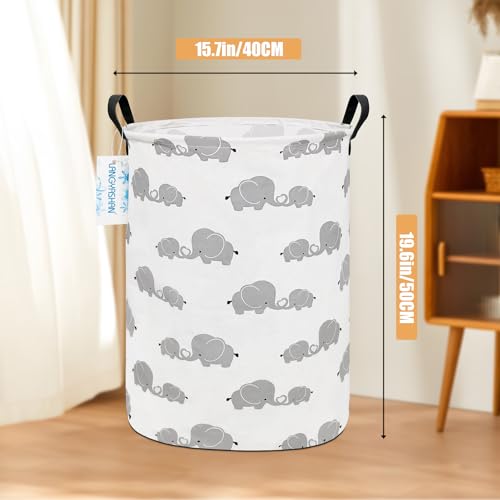 Image of Storage Bin, Canvas Fabric Collapsible Organizer Basket for Laundry Hamper,Toy Bins,Gift Baskets, Bedroom, Clothes,Baby Nursery (Full Love Elephant)