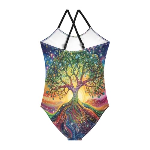 KLL Girls Swimsuits 1 Piecing Beach Swimwear Toddler Swim Suits for Girls 7-8T Tree Colorful2