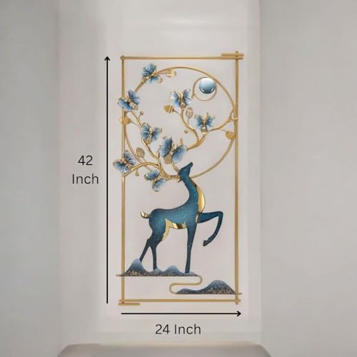 Image of Framing Hub Metal Deer Wall Decor Multicolor Hanging Art Frame for Living Room, Bedroom, Office & Hotel Decoration (Size 24x42 Inch)