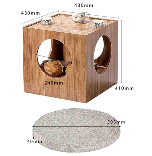 Tavolo da Tavolo a Scacchi 43x43cm, Tavolino in Legno 2-in-1 con stoccaggio, Tavola da Gioco a Doppio Lato per Soggiorno, Tavola Laterale Bassa compatta per Scacchi, Xiangqi, Rilassamento