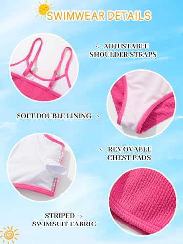 Image of Girl's 2 Piece Swimsuit Solid Spaghetti Strap Bikini Sets Beach Bathing Suit Swimwear for Teen Kids