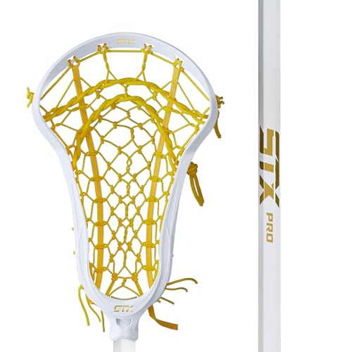STX Aria Pro™ Women's Complete Lacrosse Stick,White, Strung w/Yellow Lock Pocket