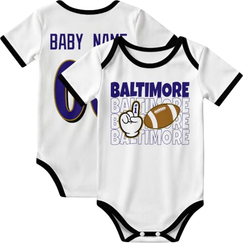 Image of KREDE Baby Clothes Custom Name Bodysuit for Baby Boy Gifts | Short Sleeves Bodysuit with Custom Number Name