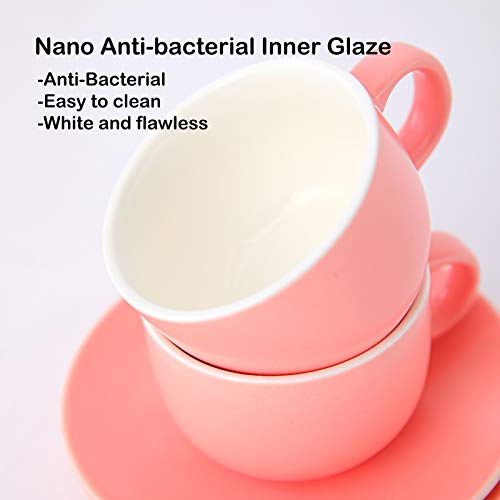 Candiicap Juego de Tazas de Espresso de Cerámica (135ml) con Platillo y Portavasos, Tazas de Cafe para Capuchino, Latte… - Imagen 4