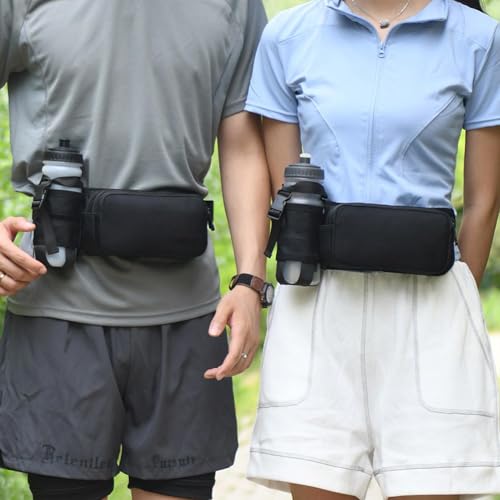 Riñonera deportiva impermeable unisex con soporte de botella para running negro 2