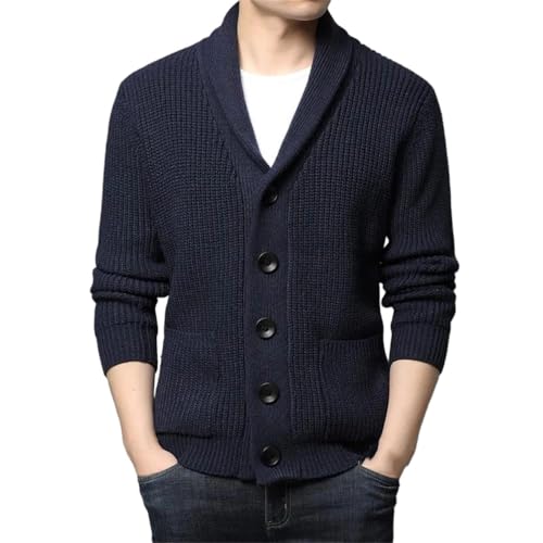 Cárdigan grueso de punto trenzado contra el frío con estilo casual y cómodo