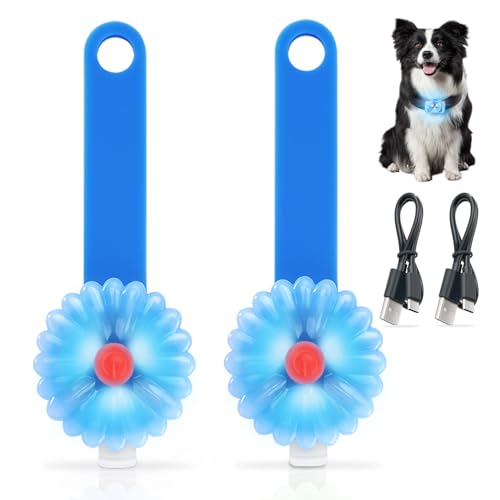Dokkita Collier Lumineux Rechargeable pour Chien, 2pcs, Lumière Nuit Rechargeable 3 Modes LED, Pendentif Lumineux, Lampe de Sécurité Clignotante pour Chien...