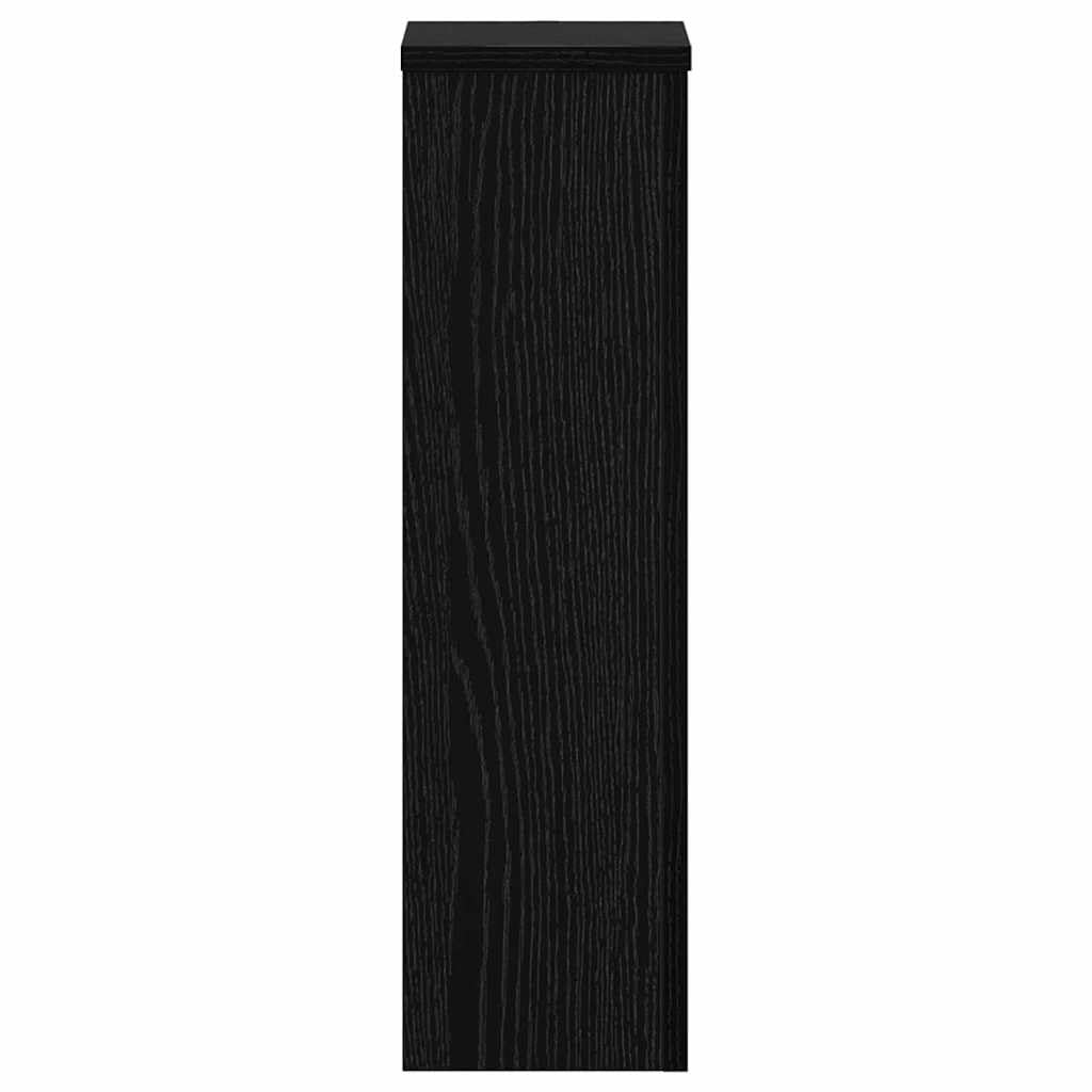 Pflanzenständer 2er Set Holz-Optik - Moderne Pflanzensäule für Wohnzimmer und Terrasse - Eckiges Blumenständer Set, Schwarz Eichen-Optik, 17 x 17 x 60 cm