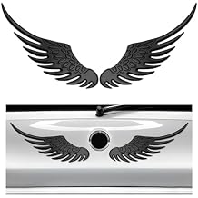 Dickno 2PCS Angel Wings Car Stickers, 3D Alloy Metal Angel Hawk Eagle Wings Emblem Badge Decal, Anti-Collision Auto Body Logo Sticker, Universal Vehicle Exterior Decor Accessories Black