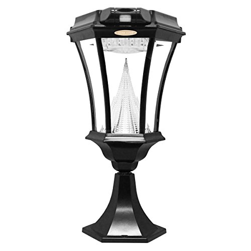GAMA SONIC GS-94PIR-FPW Victorian Lamp with Motion Sensor Outdoor Solar Light Fixture, Pole Pier & Wall Mount Kits, Black