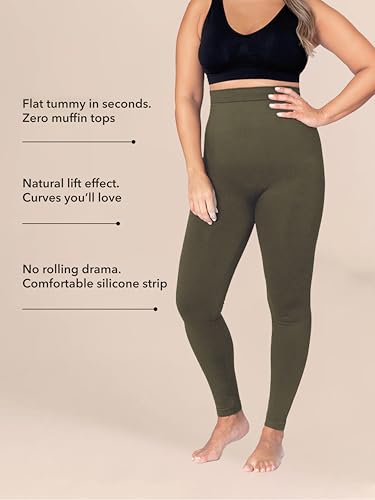 Image of SHAPERMINT High Waisted Tummy Control Compression Leggings for Women - Petite to Plus Size Womens Leggings Non See Through
