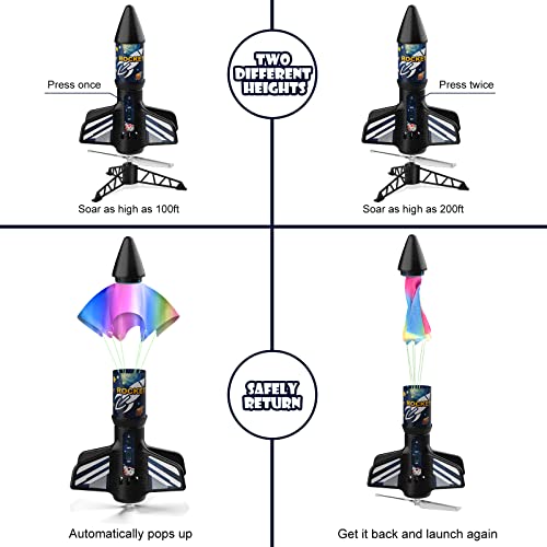 Image of Mafbeanl Rocket Launcher for Kids, Self Launching Motorized Air Rocket Toy | Outdoor Toys for Ages 8-12, Model Rockets with Parachute Safely Land, Spaceship Launch up to 200 ft Birthday Gifts for Boys