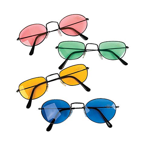 Fun Express - Colored Lens Sunglass Assortment - Apparel Accessories - Eyewear - Sunglasses - 12 Pieces