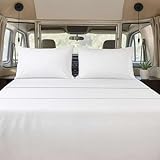 4 Piece Olympic Queen Sheet Set - White, Fits 66x80 Mattresses with 15 Inch Deep Pockets, Easy Care Microfiber Fabric, Ideal for Home, RV Bunks, Guest Beds & Travel Trailers