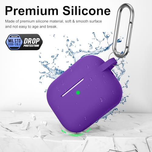 Image of for AirPods Pro 2nd 1st Generation Case Cover with Keychain, Protective Soft Silicone Skin Accessories for Apple AirPods Pro Charging Case 2022 /2019, Front LED Visible, Purple