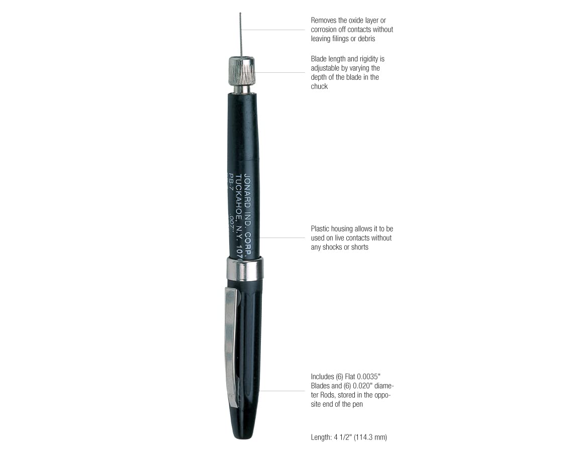 Jonard Tools PB-3R Burnishes tascabile con 6 lame e 6 canne abrasiva, 3/20,32 (8 cm diametro x 4-1/5,08 cm (2") 0,01 (0,0035 cm lunghezza x spessore