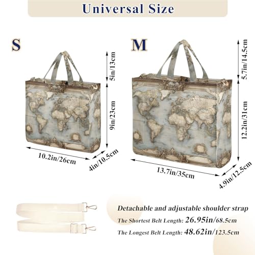 Bolsa Tote Vintage con Mapa Mundial para Mujer miniatura 4
