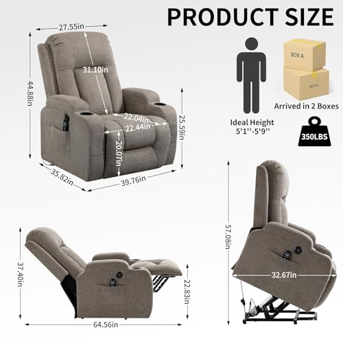 Sillón eléctrico reclinable con masaje y calor gris miniatura 2