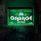 Personalized Garage Sign with Lights, Garage Wall Decor, Papa's Garage, Custom Garage Sign, Gift for
