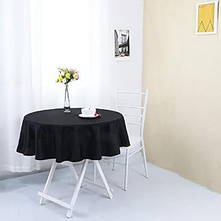 Zdada 50inch Black Round Polyester Tablecloth Polyester Black Line Table Cloth for Banquet Party Restaurant