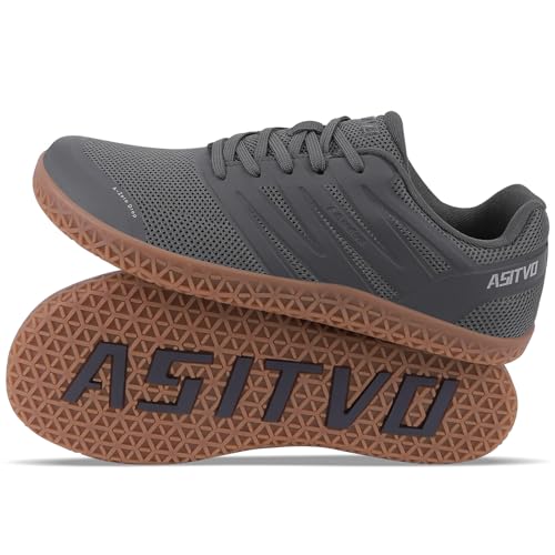 ASITVO Wide Men's Barefoot Zero Drop Sole Minimalist Width Toe Box Walking Shoes Sneakers Size 7.5 TPU No-Sew Upper Cross-Trainer Casual Shoes Dark Grey 40.5