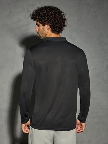 Image of TECHNOSPORT Men's Solid Full Sleeve Polo T-Shirt TECHNOCOOL+ Quick Dry Slim Fit Sports Tee for Travel Casual Smart Wear UPF50+ Anti Odour