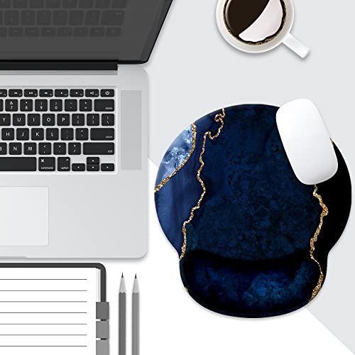 Goodsprout Blue And Gold Marble Mouse Pad With Wrist Rest Support,Cute Custom Gaming Made Non 250Mmx230Mmx5Mm #TOP6