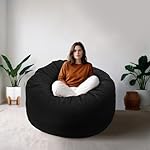Bean Bag Chairs for Adults, 4FT Bean Bag Chairs with Plush Microfiber Removable Cover, Giant Bean Bag Chairs with Memory Foam Big Sofa Bean Bag Chairs for Reading, Gaming Cozy Chair, Black - Image 5