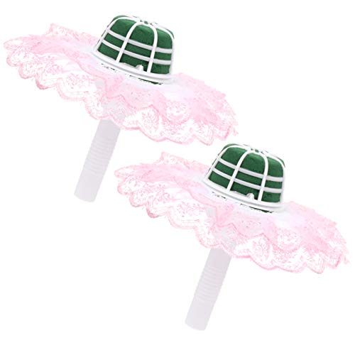 Valiclud 4Pcs Pink Artificial Wedding Holding Bridal Bouquet Holder With Lace Flower Holders Flower Cephalophorum Holding For Weddig Party Supplies #TOP20