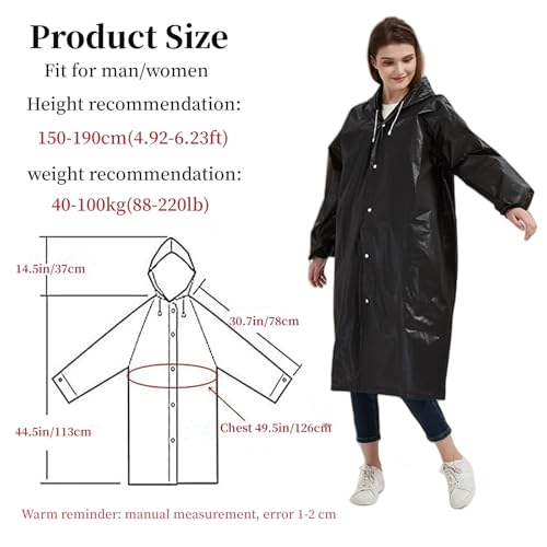 Image of Rain Ponchos for Adults Reusable2 Pcs Rain Coats,Extra Long EVA Rain Jackets with Hood and Drawstring for Women and Men