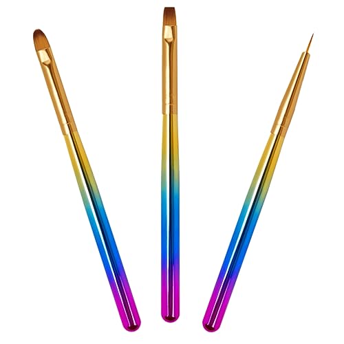 VINTORKY 1 セット 3個 ぬりえペンセット 道具 キット ブラシ ネイル 美術 スタンパー ステッカー ビルダー ペイント 爪 プライマー マニ 用品 Colorful Pc真空メッキ