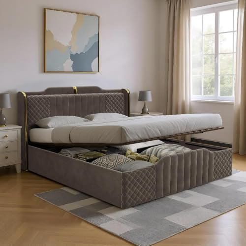 Image of Wakefit Velura King Size Hydraulic Storage Upholstered Bed