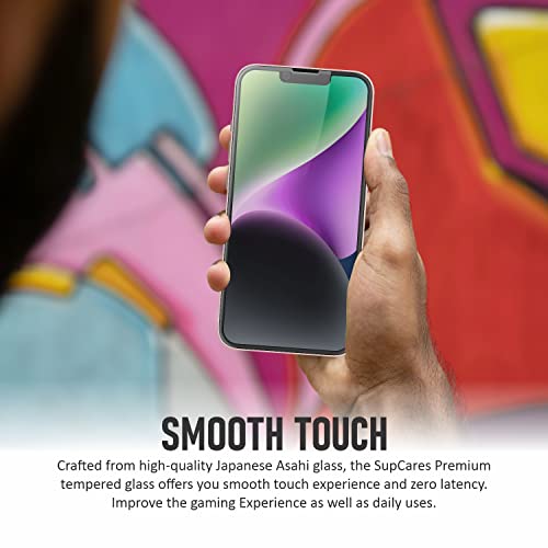 Image of SupCares Privacy Tempered Glass for iPhone 13 Pro Max and iPhone 14 Plus (6.7 Inch) With Installation Kit | Military-Grade Gorilla Screen Protector | Edge to Edge Coverage | Black