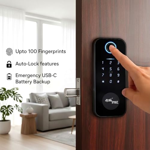 Image of Alba Urmet Digital Smart Door Lock for Wooden Door (30-55mm) | Biometric Fingerprint Lock with PIN, RFID Card & Keyless Entry | Secure Deadbolt Deadlock System | Free Installation & 2 Year Warranty
