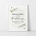 Andaz Press Personalized Extra Large Wedding Easel Board Party Sign, 12x18-inch, Modern Black, Gold with Green Leaves Florals, Welcome to Our Wedding Bride Groom Name Date, 1-Pack, Custom