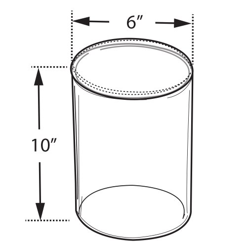 Image of Azar Displays 556610 6-Inch W by 10-Inch H Clear Acrylic Cylinder