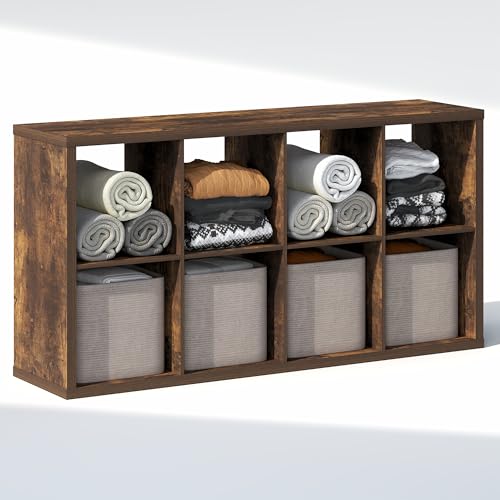 Image of Furinno Cubic Extra Thick 8-Cube Closet Organizers and Storage, Amber Pine | 14.6 x 30 x 58 in, Open Shelf Closet Storage, Closet Organizer, for Wardrobe, Bedroom, Living Room