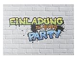 Einladungskarten Kindergeburtstag mit Versandhüllen (12 Stück) - Fertige Einladungskarten Kindergeburtstag Jungen - Einladungskarten Kindergeburtstag Mädchen - Graffiti Einladungskarten