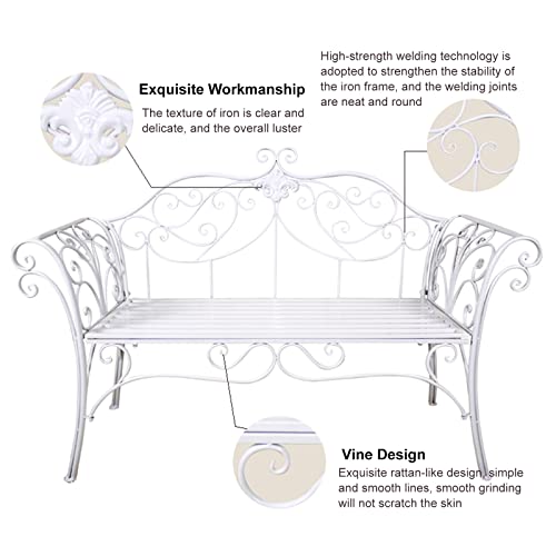 Banc de jardin en métal robuste et montage rapide pour porch