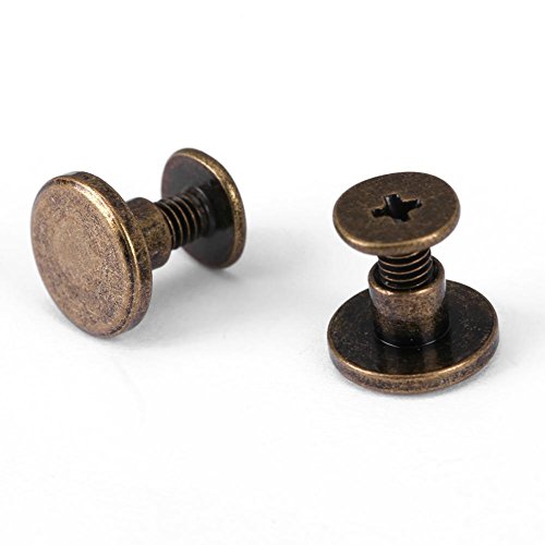 20 PCS All Copper Flat Head Rivets Nuts Nails Rivets + Screws Bronze (Screw Random) Leather Cap Accessory(5mm) Rivet Tool - Image 4