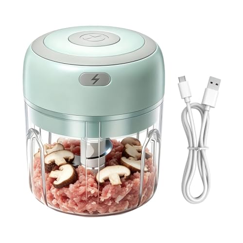 Picadora de Ajo Eléctrica - Cortador de Alimentos Portátil Inalámbrico Recargable | Picadora De Carne 250 M,Para Picar Cebolla, Verduras, Carne, Pollo, Ternera, Queso Y Preparación Culinaria Casera