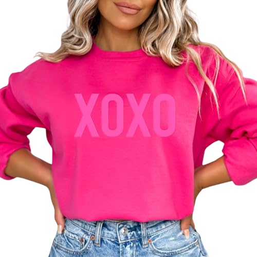 XOXO Pink Embossed Valentines Day Sweatshirt - Main Image