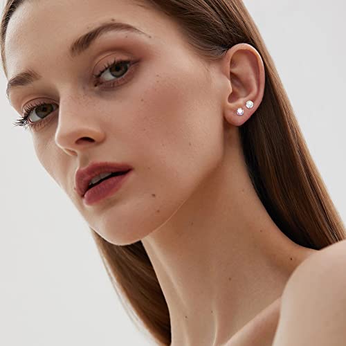 Subiceto 10 Pairs Stainless Steel Cubic Zirconia Stud Earrings Set For Women Men Screw Back Earrings Opal Round Square Heart Star Pear Shaped Faux Diamond Earrings Cz Hypoallergenic Screwback Earrings Piercing Jewelry 20G Sliver #TOP3