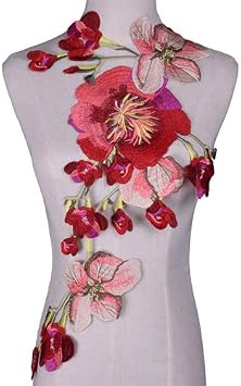 1PC Flower Lace Embroidered Neckline Collar Trim Clothes Fabric Sewing Supplies Craft Wedding Dress AppliqueBlack Nickel