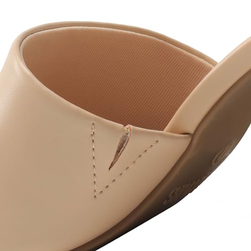 DREAM PAIRS Women's Square Open Toe Heels Sandals Low Block Chunky Heeled Sandals Slide Sandals Slip on Comfortable Casual Pumps Shoes,Size 9.5,Nude-PU,SDHS2432W