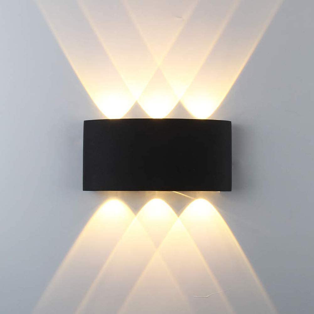 Led Wall Light Waterproof Indoor And Outdoor 3000K- 6 Lights Up And Down Directional (Black)