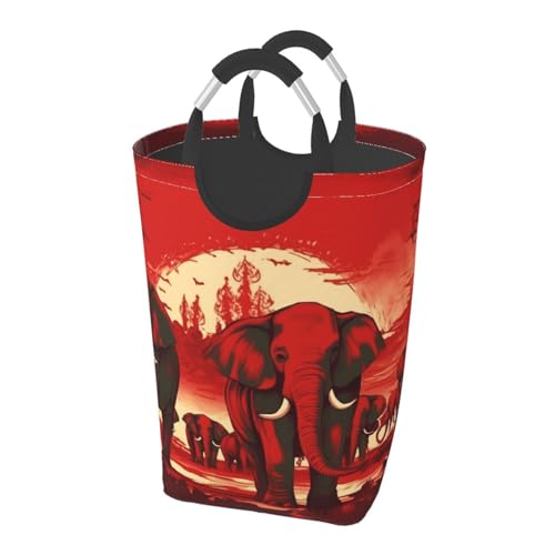 Panier à linge pliable éléphants rouges idéal pour le camping - 2