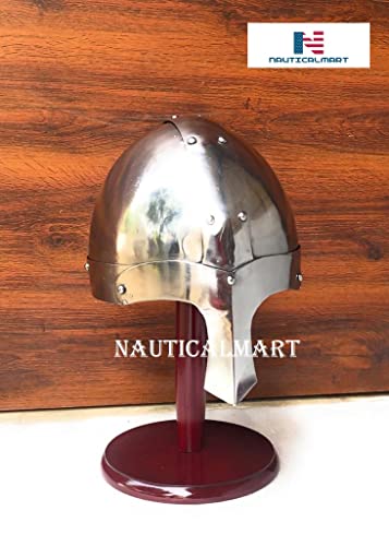 Nauticalmart Wooden Helmet Stand Solid Medieval Roman Viking Helmet Display Stand Crusader Display Templar Spartan Cosplay Larp Knight Stand Brown #TOP2