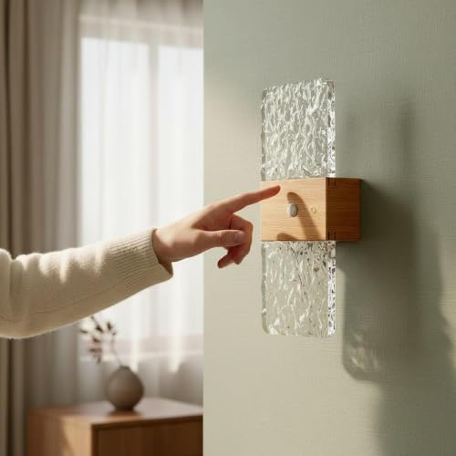 Aplique de pared LED regulable de madera con sensor para interior 5