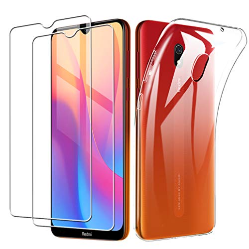 Yoowei per Xiaomi Redmi 8A Cover Trasparente con [2 Pezzi Pellicola Protettiva in Vetro Temperato], TPU Morbido Silicone Sottile AntiGraffio Antiurto Custodia per Xiaomi Redmi 8A